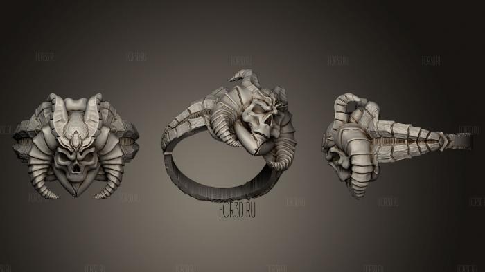 Demon Skull Ring stl model for CNC